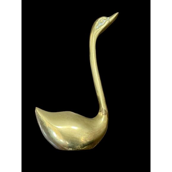 Brass Swan Ring Holder Figure Vintage Korea Long Neck Goose Needs Cleaning READ - Picture 2 of 13